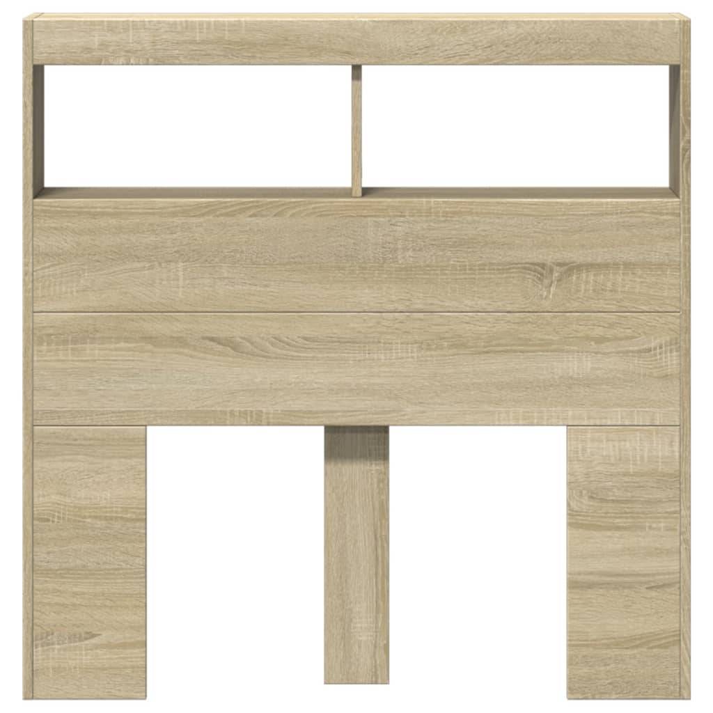 Walplus Engineered Wood LED Headboard Cabinet - Light Oak - 100 x 17 x 102 cm - Image 6