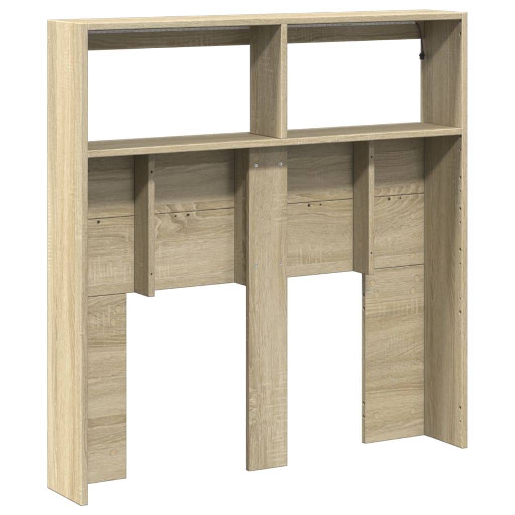 Walplus Engineered Wood LED Headboard Cabinet - Light Oak - 100 x 17 x 102 cm - Image 8