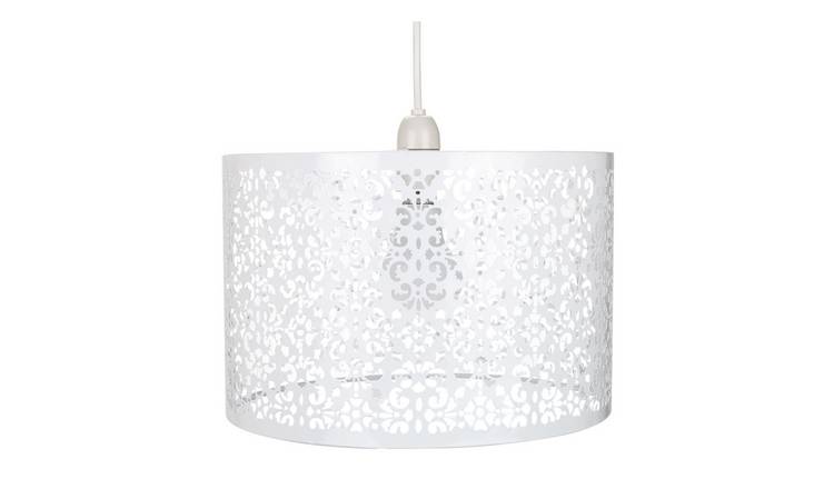 Happy Homewares White Marrakech Metal with Floral Pendant Shade - 29cm