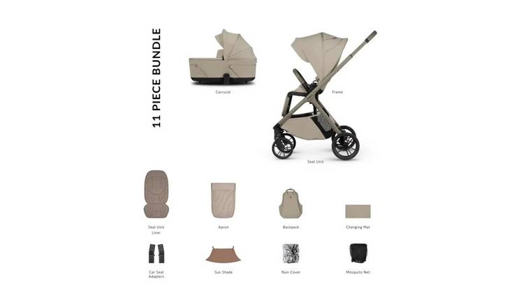 Venicci Tila 2-in-1 11-Piece Travel System - Latte