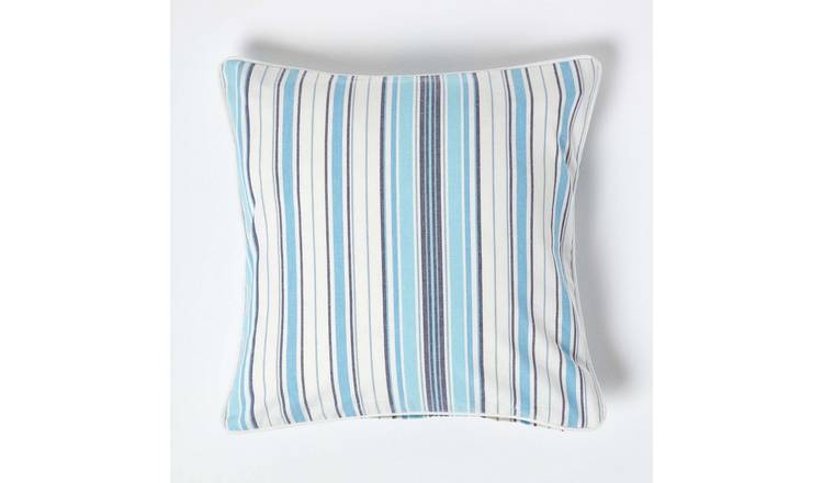 Homescapes Blue Cotton New England Stripe Cushion Cover - 45 x 45 cm
