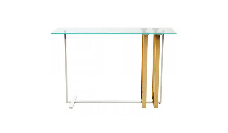 Orsina Alvea Tempered Glass Top Console Table – Gold