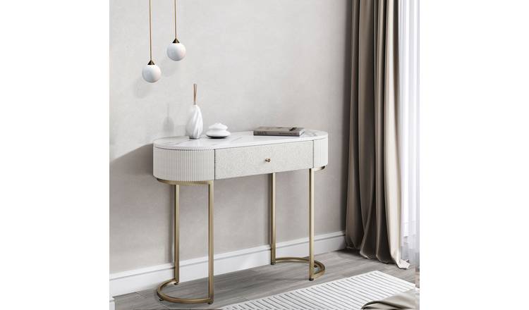 CARME Home Romy Bouclé Dressing Table - Mocha/Gold