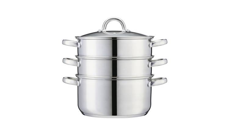 Cooks Professional 3 Tier Stainless Steel Steamer Pan with Lid - 24cm