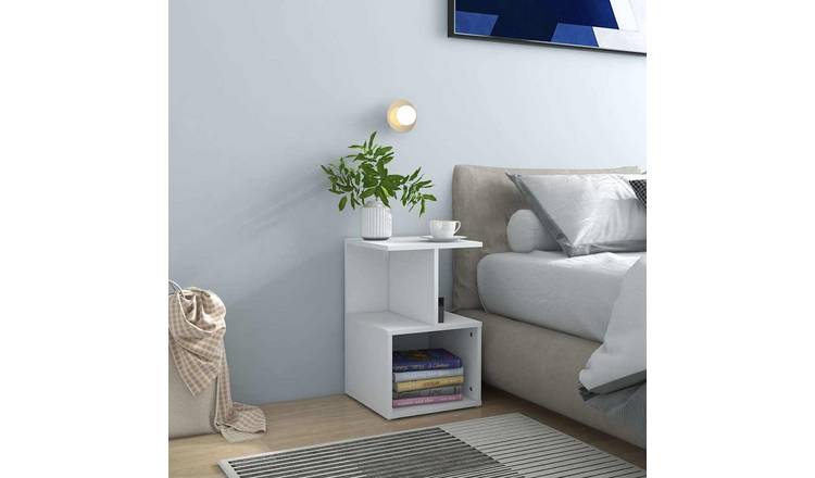 Walplus Pack of 2 Engineered Wood Bedside Cabinet - White - 35 x 35 x 55 cm