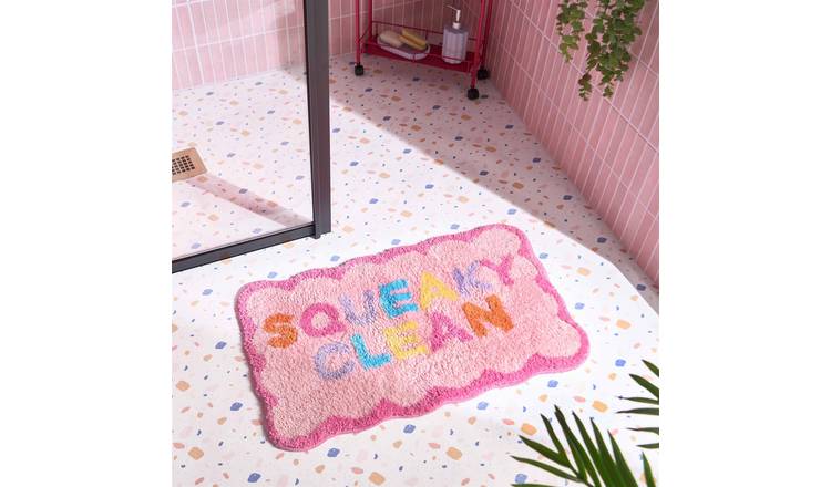 OHS Squeaky Clean Tufted Bath Mat - 45 x 75cm - Pink