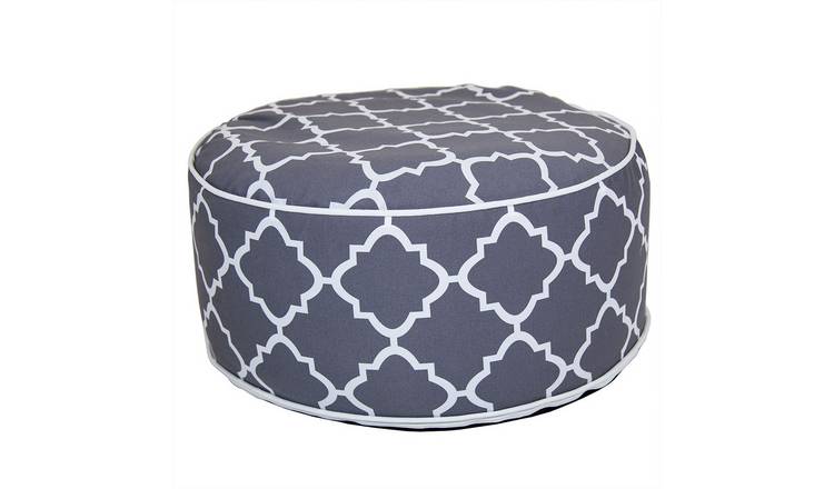 Charles Bentley Indoor Outdoor Inflatable Foot Stool Pouffe Bean Bag - Grey