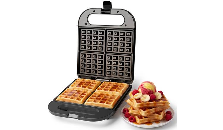VonShef 1400W 4 Slice Large Waffle Maker - Black