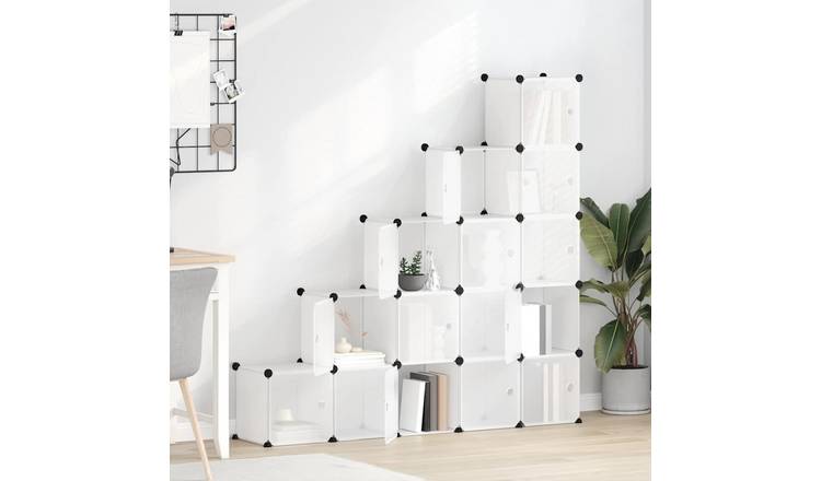 Walplus with Doors Storage Cube Organiser - Transparent - 155 x 32 x 153.5 cm