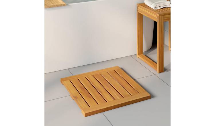Walplus Wood Bath Mat Plain - Brown - 50 x 50 cm