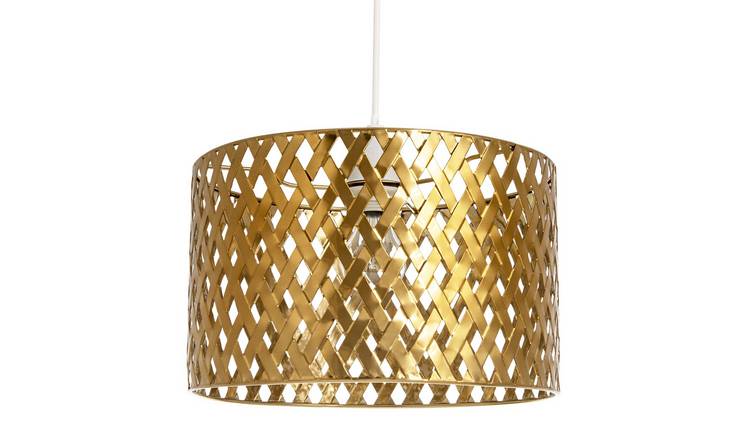 Happy Homewares in Metallic Gold with Lattice Pendant Shade - 30cm