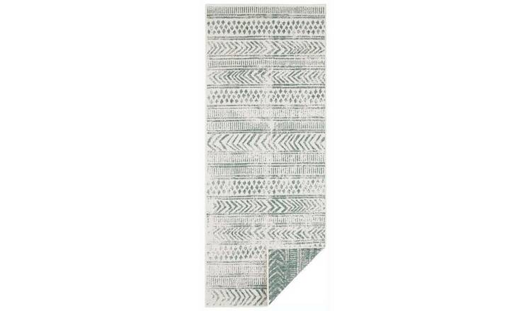 Hanse Home Green Geometric Indoor Outdoor Reversible Runner Rug - 80 x 350cm