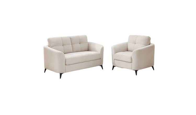 Furniture Online Solna Scandi Style Linen 1+2 Seater Sofa Set - Beige