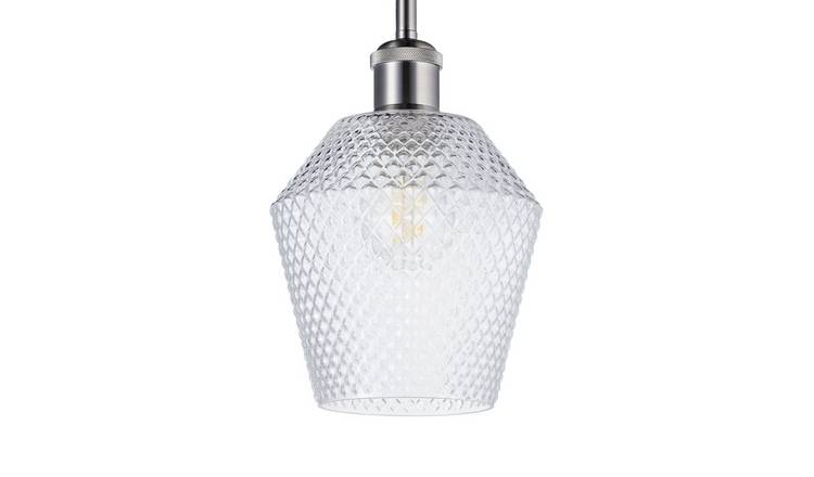 Happy Homewares Clear Compact Diamond Glass Pendant Shade - 17cm