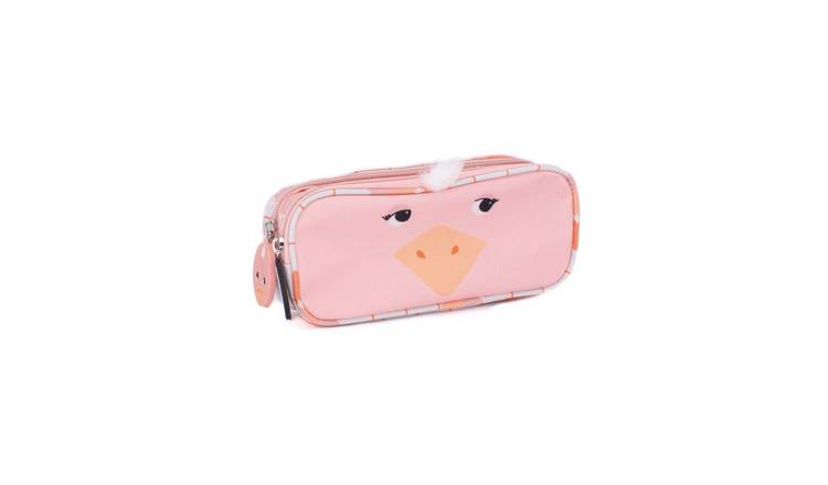Les Deglingos 2-Zip Animal Face Pencil Case - Pomelos the Ostrich