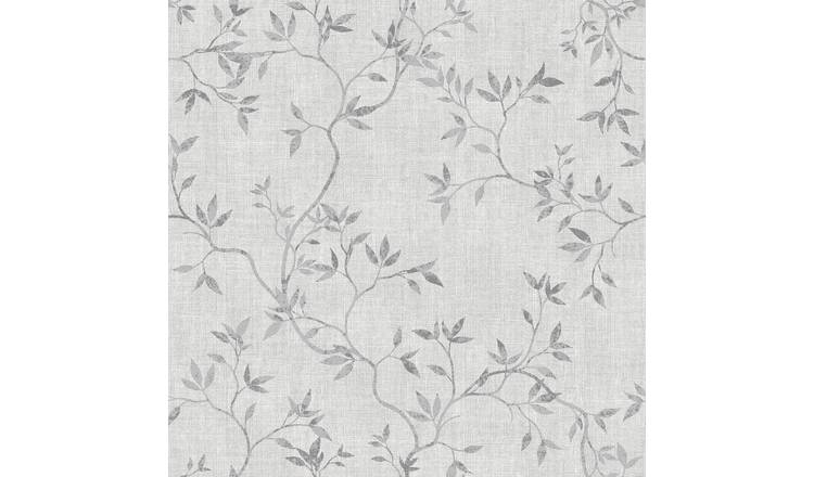 Muriva Darcy James Collection Japandi Leaf Textured Wallpaper - Grey