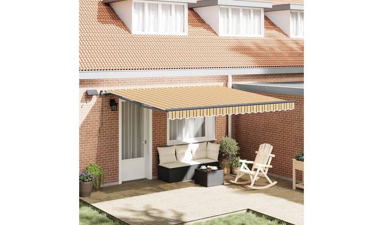 Walplus Polyester Retractable Awning - Multicolour - 400 x 350 cm