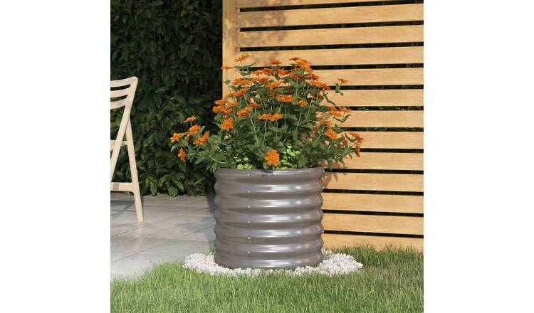 Walplus Galvanised Steel Garden Planter - Grey - 40 x 36 cm