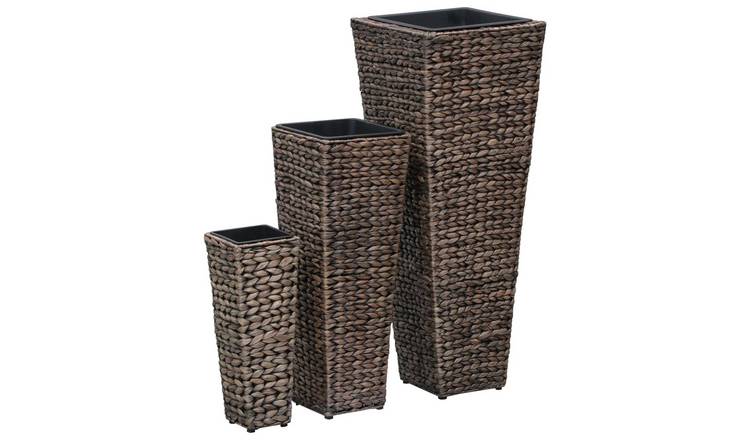 Walplus Pack of 3 Steel Raised Garden Bed - Dark Brown - 30 x 30 x 80 cm