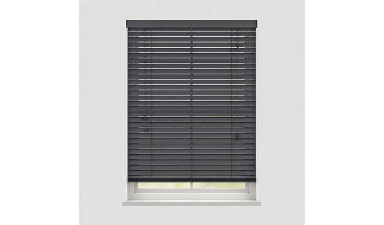 New Edge Blinds Slate Grey Real Wood String Venetian Blind - 190cm x 120cm