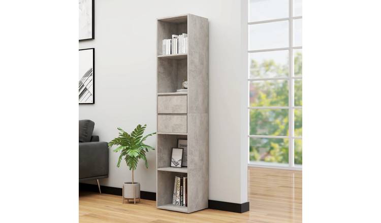 Walplus Engineered Wood Book Cabinet - Stone Grey - 36 x 30 x 171 cm