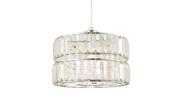 Happy Homewares Chrome Chic Double Tier with Clear Acrylic Pendant Shade - 25cm