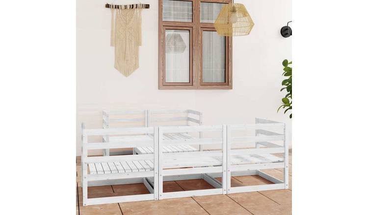 Walplus 6 Piece Wood Garden Lounge Set - White - 70 x 70 x 30 cm