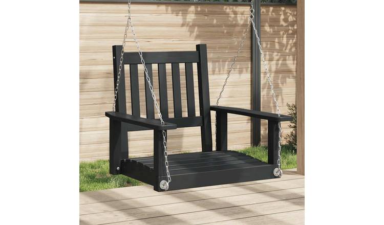 Walplus Garden Swing Chair with Metal Chains Solid - Black - 73.5 x 65 x 63 cm
