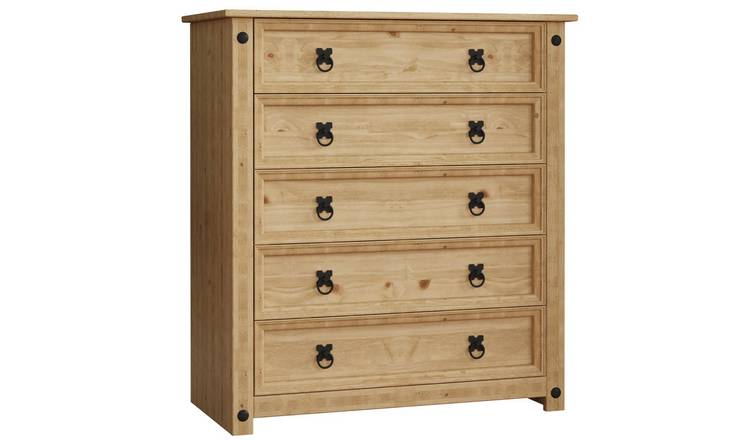 Vida Designs Corona Rustic 5 Drawer Chest - Pine
