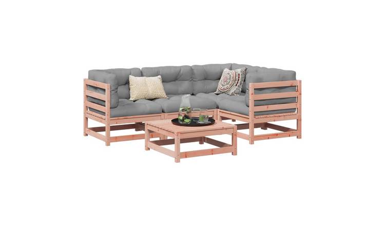Walplus 5 Piece Wood Garden Sofa Set - Brown - 70 x 70 x 67 cm