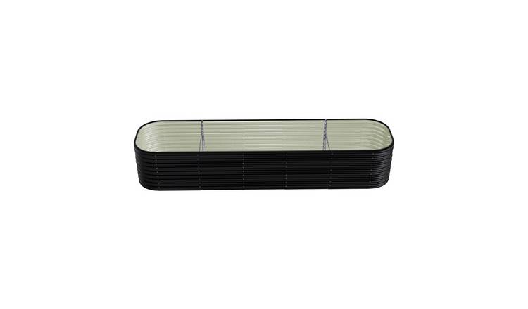 Living and Home 320cm Galvanised Steel Oval Raised Garden Bed - Anthracite