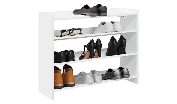 Walplus Engineered Wood Shoe Rack - White - 80 x 25 x 62 cm