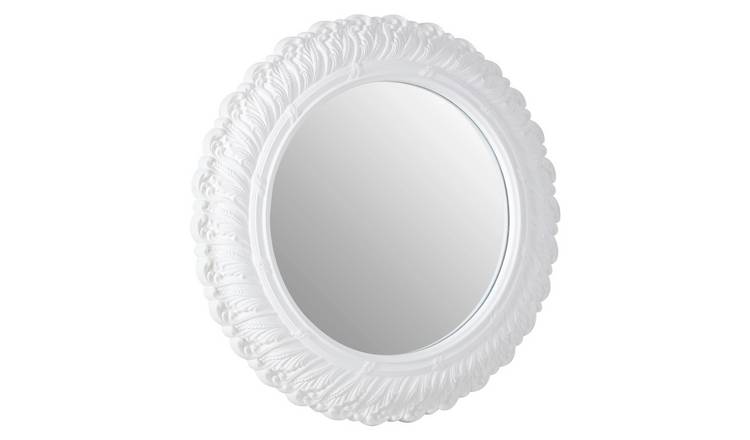 Orsina Plume Antique Small Acanthus Leaf Wall Mirror – White