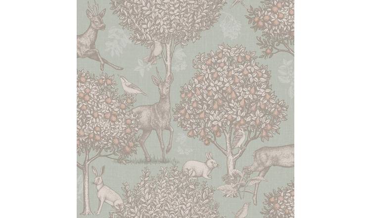 Arthouse Woodland Scene Wallpaper - Sage Green