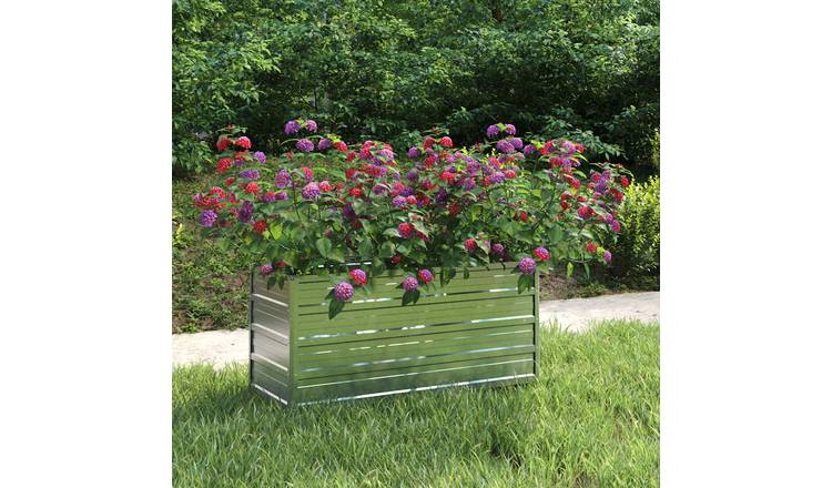 Walplus Galvanised Steel Raised Garden Bed - Silver - 100 x 40 x 45 cm