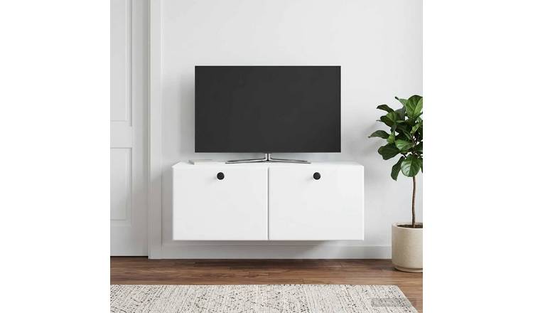 Walplus Wood Wall Mounted TV Cabinet Wall-Mounted - White - 78.5 x 31 x 30 cm