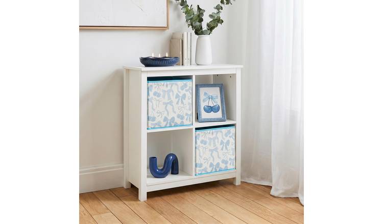 OHS Bow Print Cube Storage Boxes - Blue/White - 2 Pack