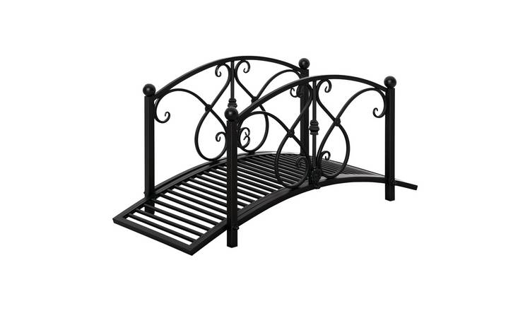 Outsunny Metal Garden Bridge for Backyard Creek Stream - Black