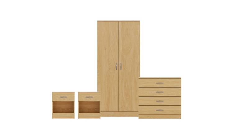 Vida Designs Riano Bedroom Set (Bedsides, 4 Drawer Chest, 2 Door Wardrobe)-Pine