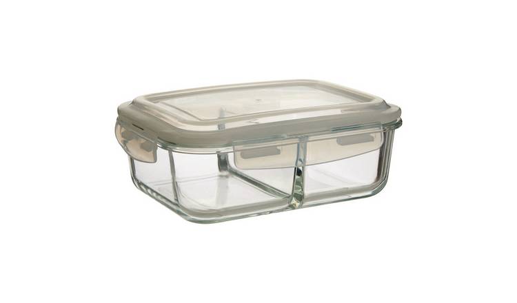 Orsina Freska 2 Section Rectangular Glass Container With Lid 1520 ml