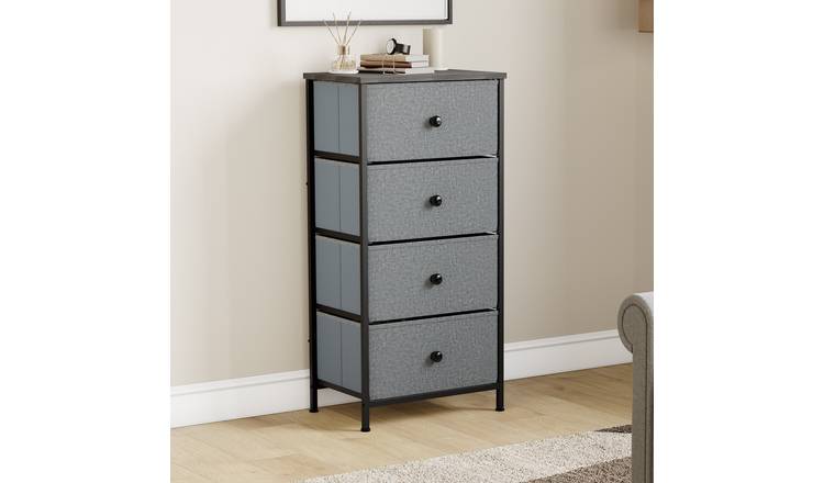 Vida Designs Chorley 4 Drawer Fabric Drawer Chest - Grey & Black