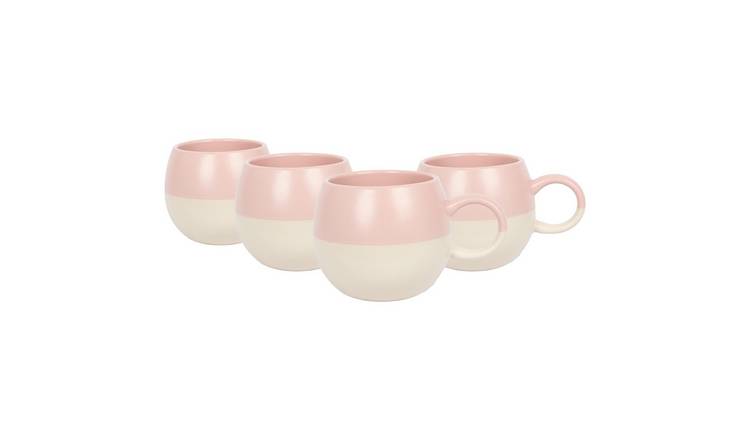 Nicola Spring Dipped Stoneware Sphere Mugs - 340ml - Dusty Pink - Pack of 4