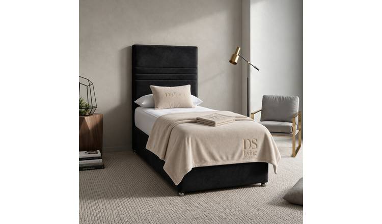 DS Living Harrington Single Upholstered Divan Bed Frame - Black