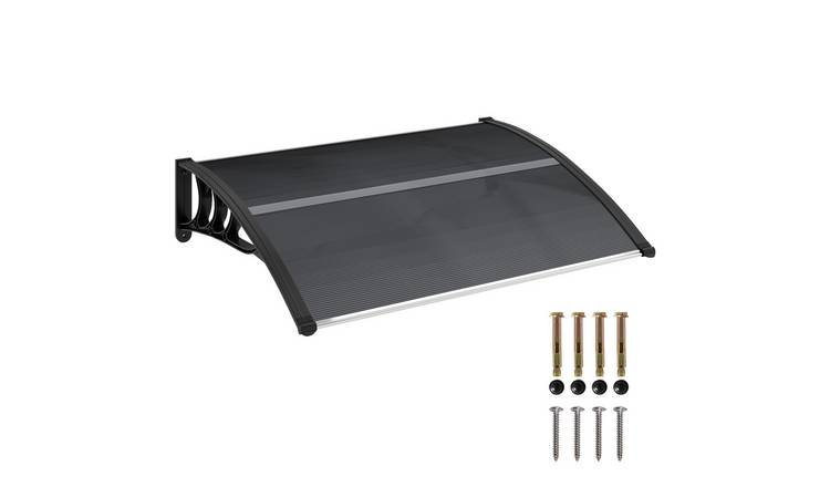 Outsunny Aluminium UV Resistant Garden Door Canopy Rain Shelter - Black