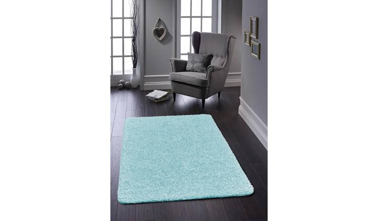 Mega Flooring Blue Shaggy Plain Rug - 60 x 100cm