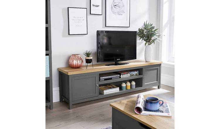 Home Source Avon Large TV Stand with 2 Doors - Graphite