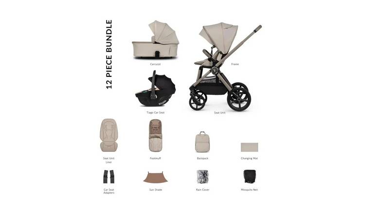 Venicci Upline 3 3-in-1 Travel System Bundle - Beige/Pebble