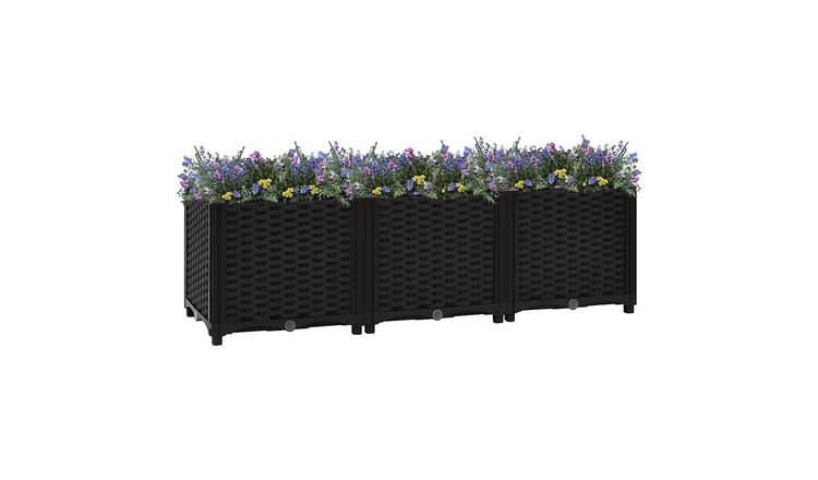Walplus Polypropylene Raised Garden Bed - Black - 120 x 40 x 38 cm
