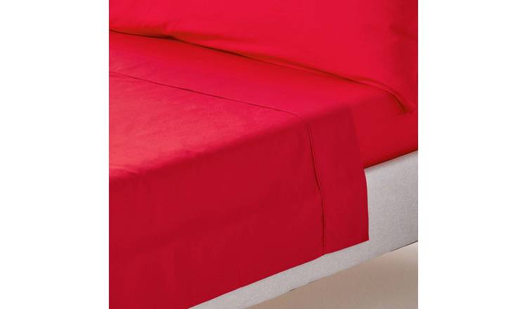 Homescapes Egyptian Cotton Red Flat Sheet - Double
