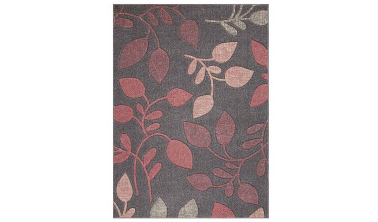 Mega Flooring Grey Modern Floral Rug - 80 x 150cm